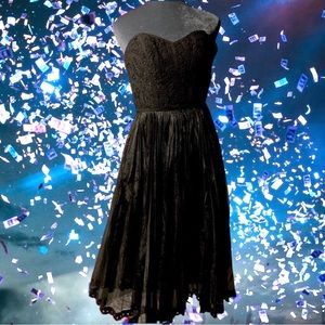 Betsey Johnson vintage strapless lace pleated tulle playful hem